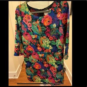 Anthropology floral A-line dress with pockets